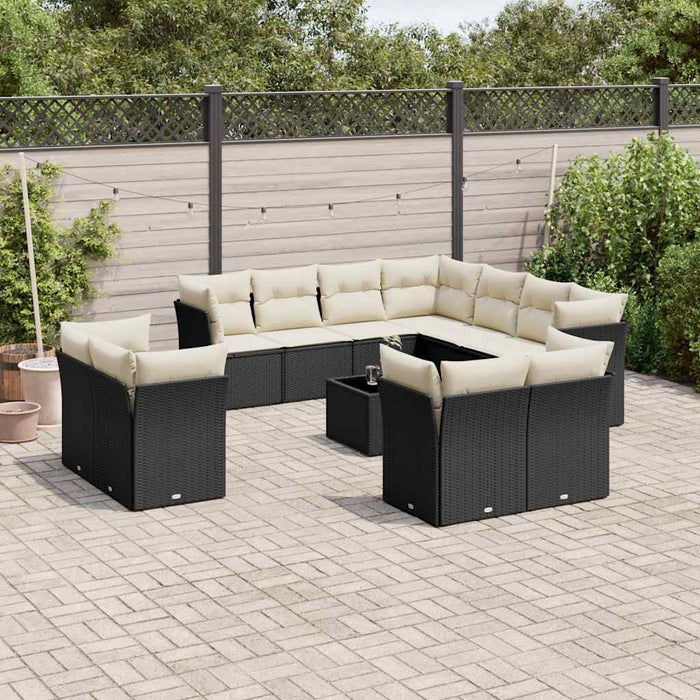 Set canapele de grădină, 12 piese, cu perne, negru, poliratan - WALTI WALTI