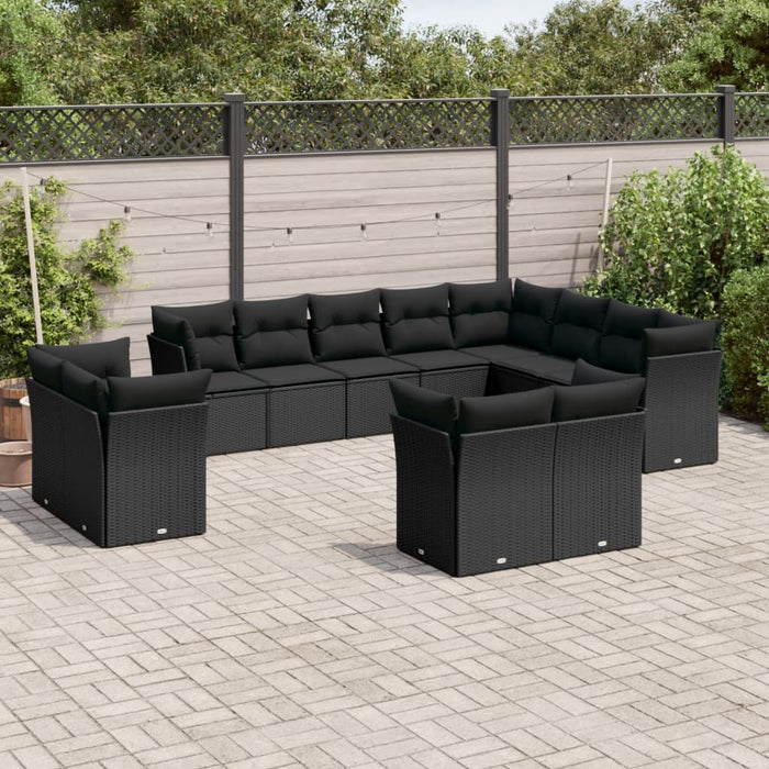 Set canapele de grădină, 12 piese, cu perne, negru, poliratan - WALTI WALTI