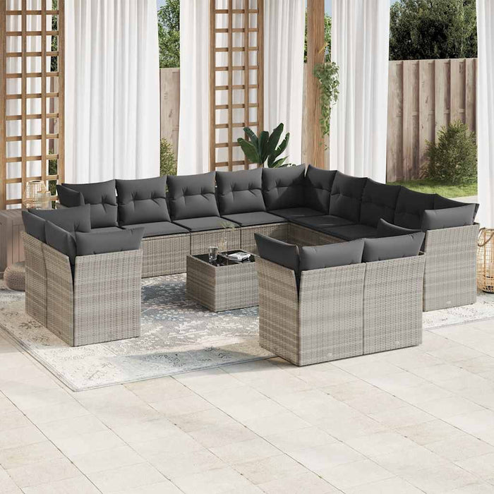 Set mobilier de grădină cu perne,14 piesegri deschis, poliratan - WALTI WALTI