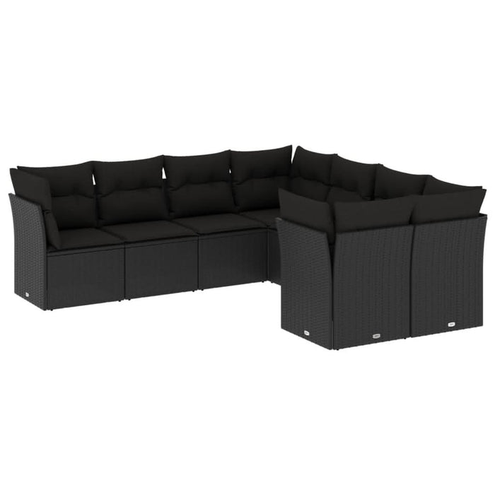 Set mobilier de grădină cu perne, 8 piese, negru, poliratan - WALTI WALTI