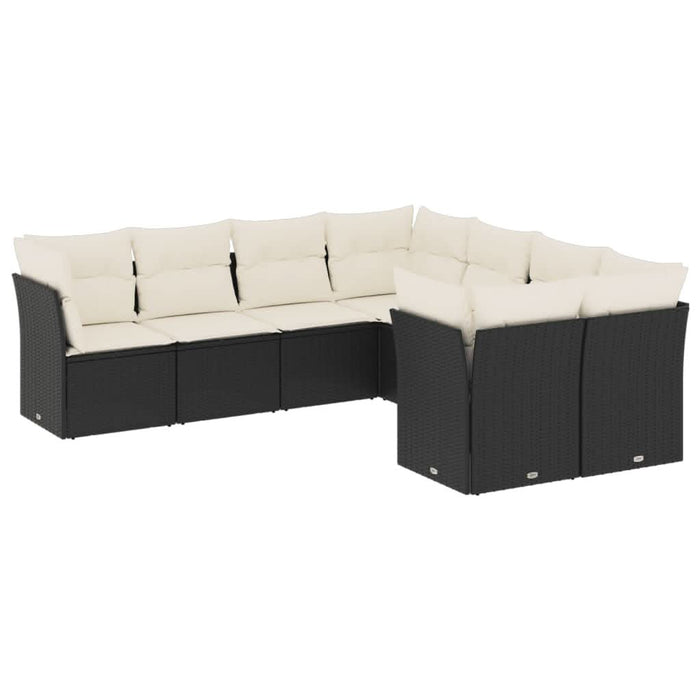 Set mobilier de grădină cu perne, 8 piese, negru, poliratan - WALTI WALTI