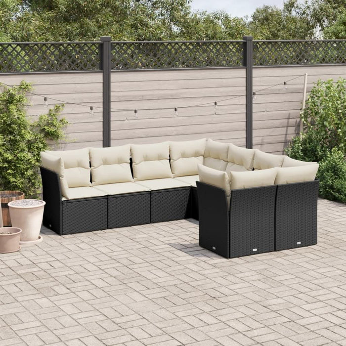 Set mobilier de grădină cu perne, 8 piese, negru, poliratan - WALTI WALTI