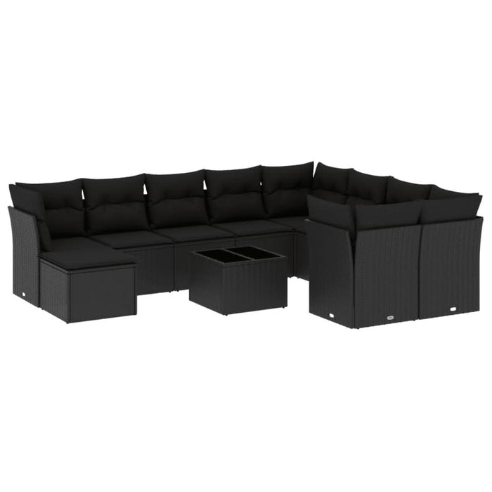 Set canapele de grădină cu perne, 11 piese, negru, poliratan - WALTI WALTI