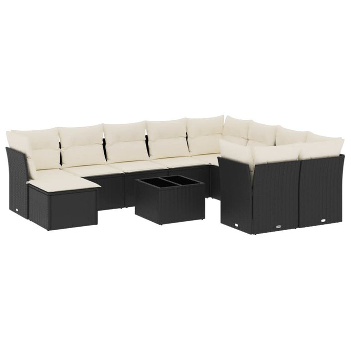 Set canapele de grădină cu perne, 11 piese, negru, poliratan - WALTI WALTI