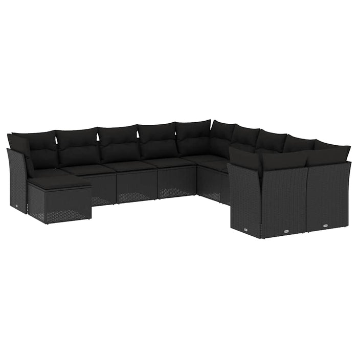Set canapele de grădină cu perne, 11 piese, negru, poliratan - WALTI WALTI