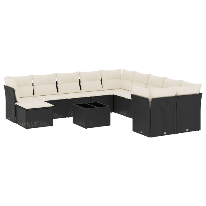 Set canapele de grădină, 12 piese, cu perne, negru, poliratan - WALTI WALTI