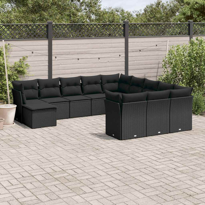 Set canapele de grădină, 12 piese, cu perne, negru, poliratan - WALTI WALTI