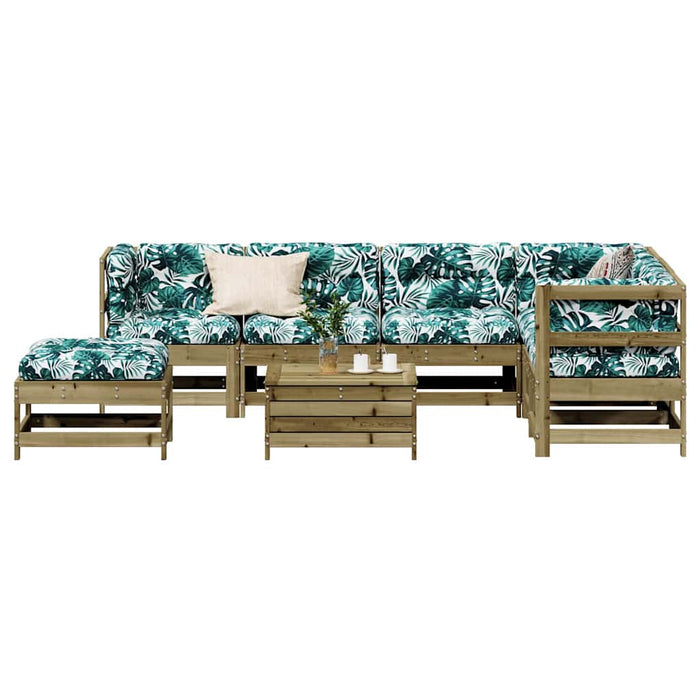 Set mobilier de grădină cu perne, 8 piese, lemn de pin tratat WALTI