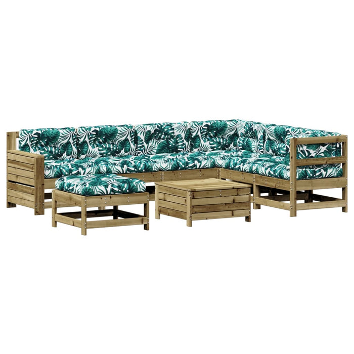 Set mobilier de grădină cu perne, 8 piese, lemn de pin tratat WALTI