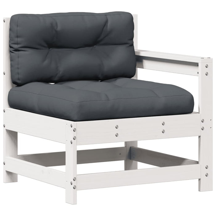 Set mobilier grădină cu perne, 8 piese, alb, lemn masiv de pin WALTI