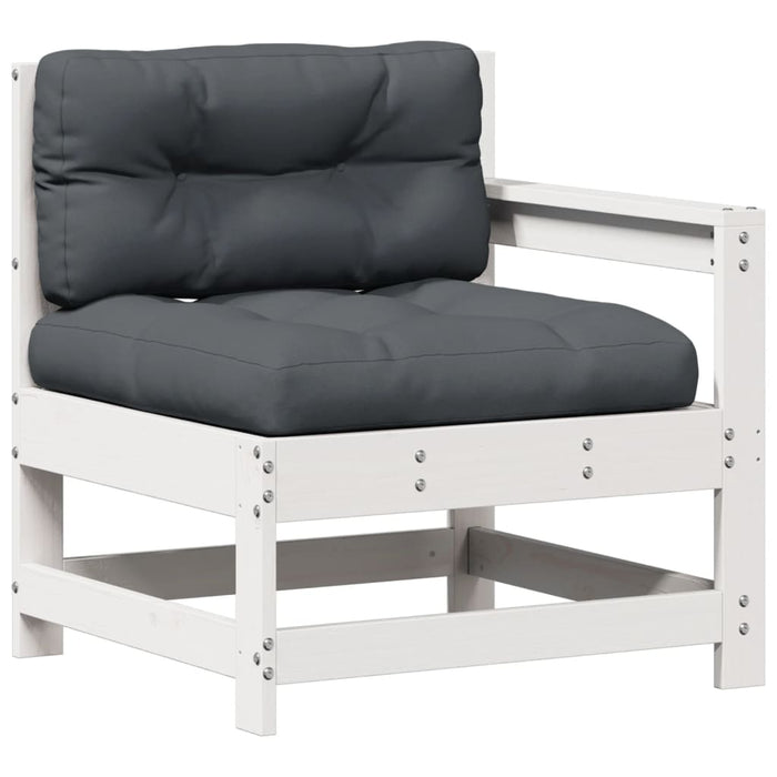 Set mobilier grădină cu perne, 8 piese, alb, lemn masiv de pin WALTI