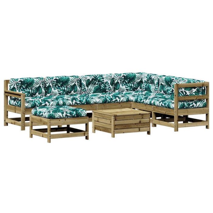 Set mobilier de grădină cu perne, 8 piese, lemn de pin tratat - WALTI WALTI