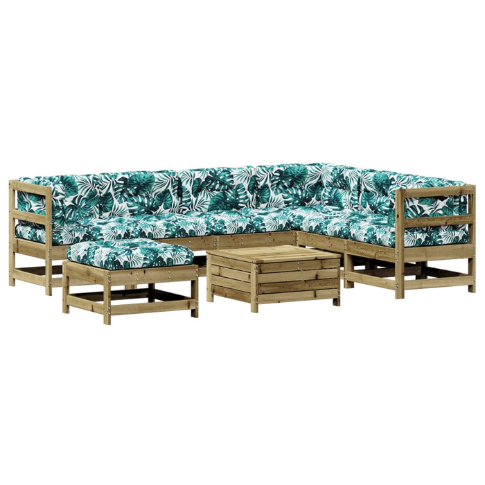 Set mobilier de grădină cu perne, 8 piese, lemn de pin tratat WALTI