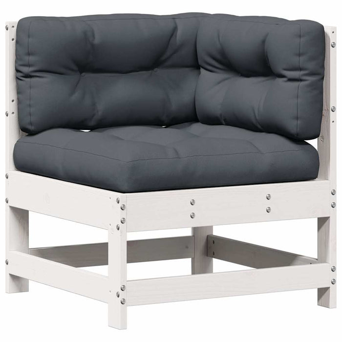Set mobilier de grădină cu perne, 6 piese, alb, lemn masiv pin WALTI