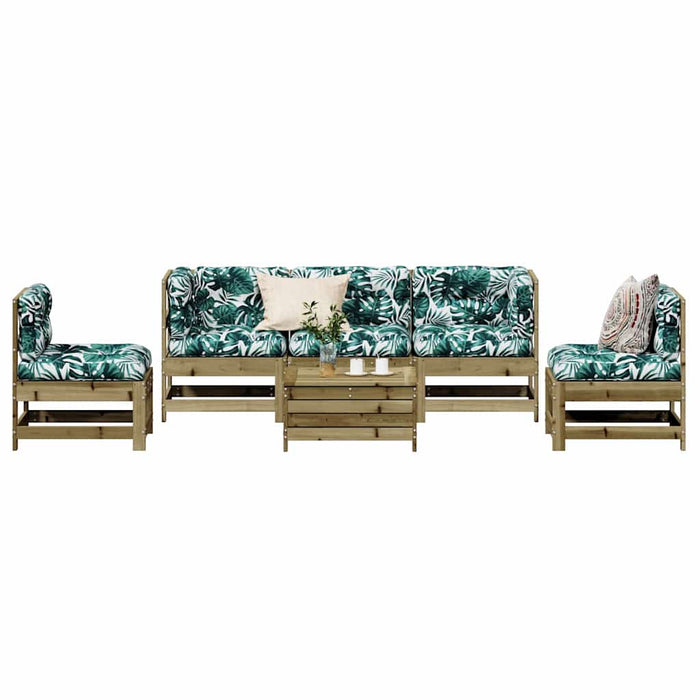 Set mobilier de grădină cu perne, 6 piese, lemn de pin tratat WALTI