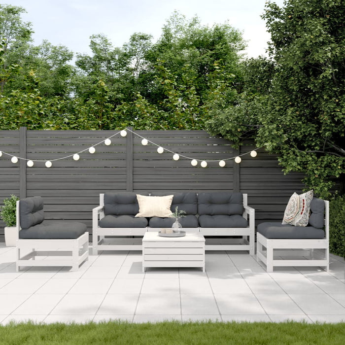 Set mobilier de grădină cu perne, 6 piese, alb, lemn masiv pin - WALTI WALTI
