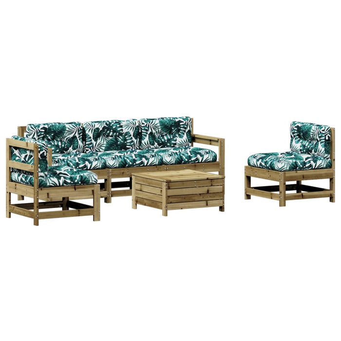 Set mobilier de grădină cu perne, 6 piese, lemn de pin tratat WALTI