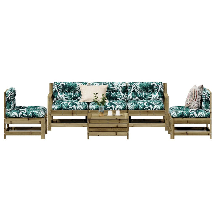 Set mobilier de grădină cu perne, 6 piese, lemn de pin tratat WALTI
