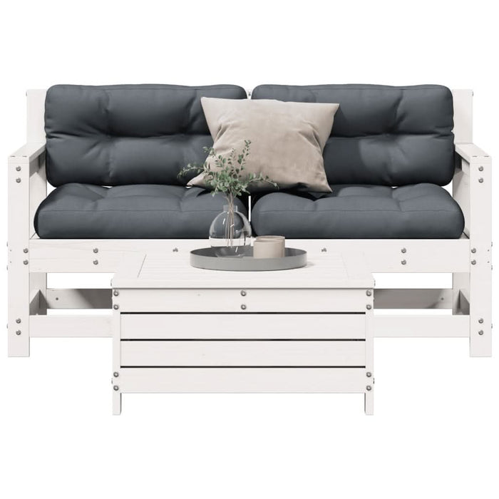 Set mobilier de grădină cu perne, 3 piese, alb, lemn masiv pin - WALTI WALTI