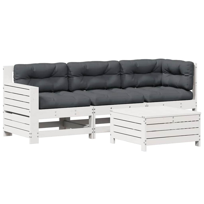 Set mobilier de grădină cu perne, 4 piese alb lemn masiv de pin WALTI