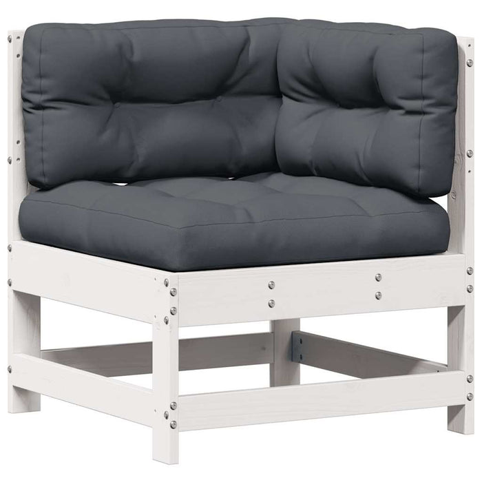 Set mobilier de grădină cu perne, 4 piese alb lemn masiv de pin WALTI