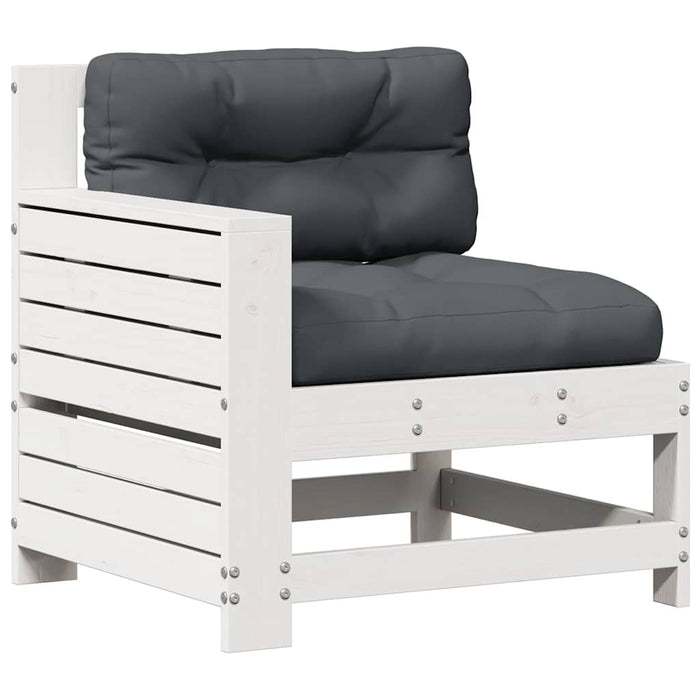 Set mobilier de grădină cu perne, 4 piese alb lemn masiv de pin WALTI