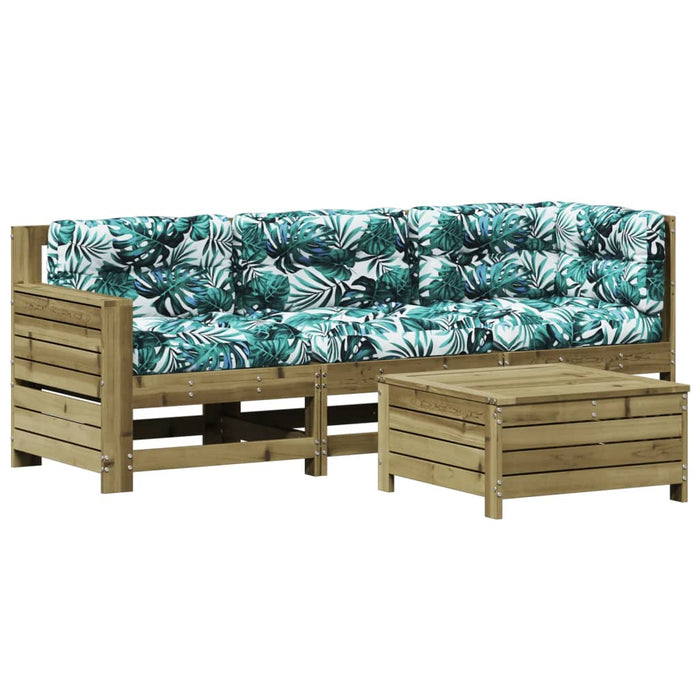 Set mobilier de grădină cu perne, 4 piese, lemn de pin tratat WALTI