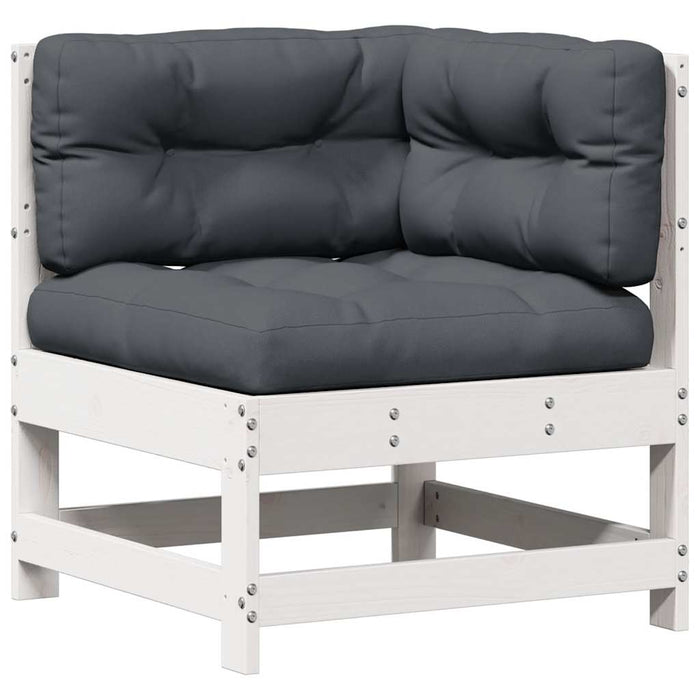 Set mobilier de grădină cu perne, 4 piese alb lemn masiv de pin WALTI