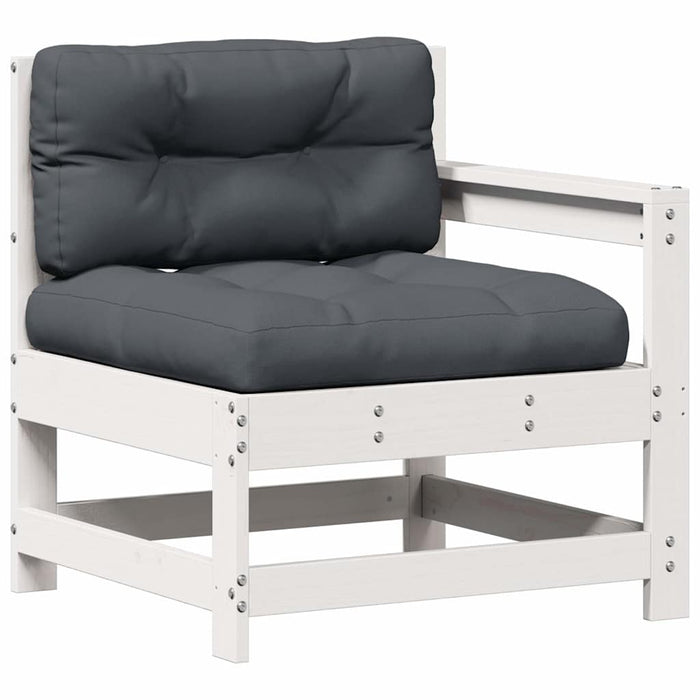 Set mobilier de grădină cu perne, 4 piese alb lemn masiv de pin WALTI