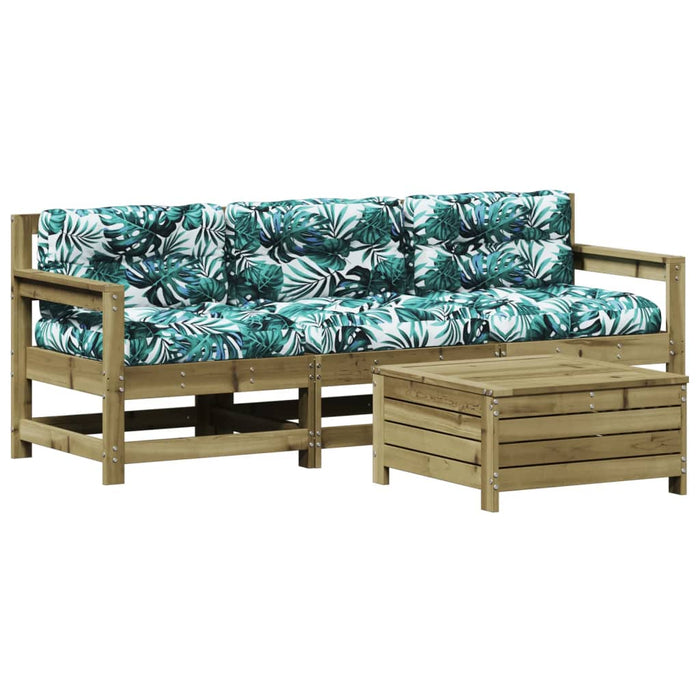Set mobilier de grădină cu perne, 4 piese, lemn de pin tratat WALTI