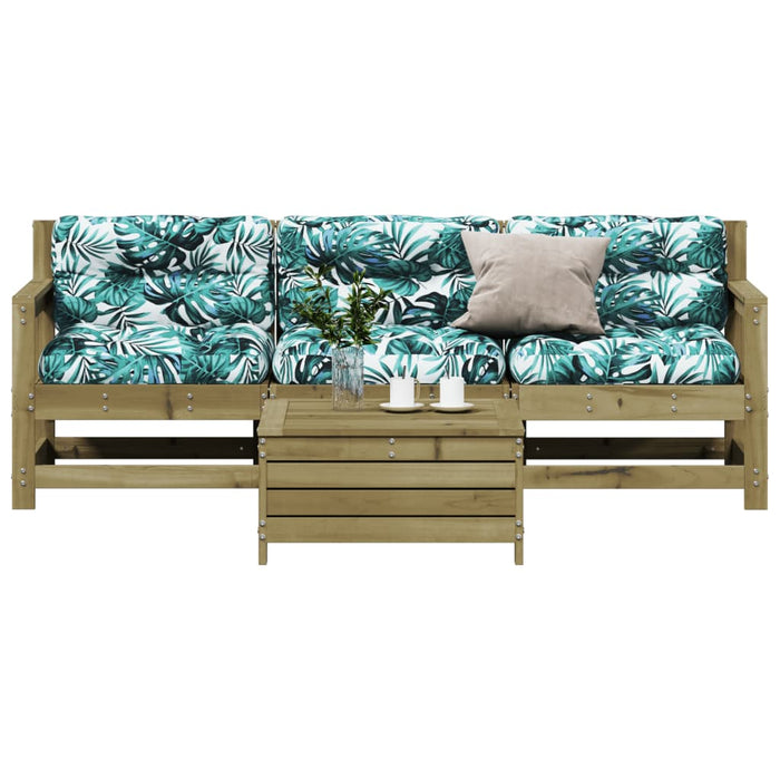 Set mobilier de grădină cu perne, 4 piese, lemn de pin tratat WALTI
