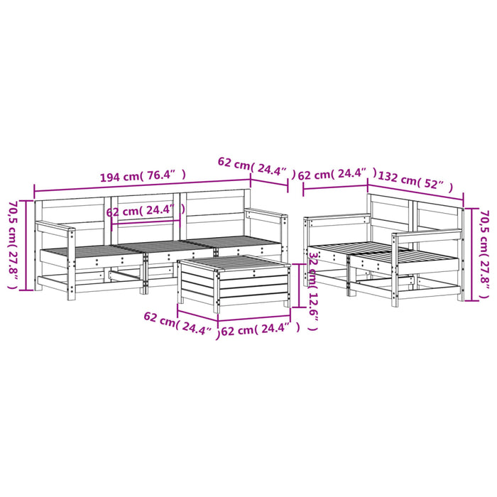 Set canapea de grădină, 6 piese, lemn de pin tratat WALTI