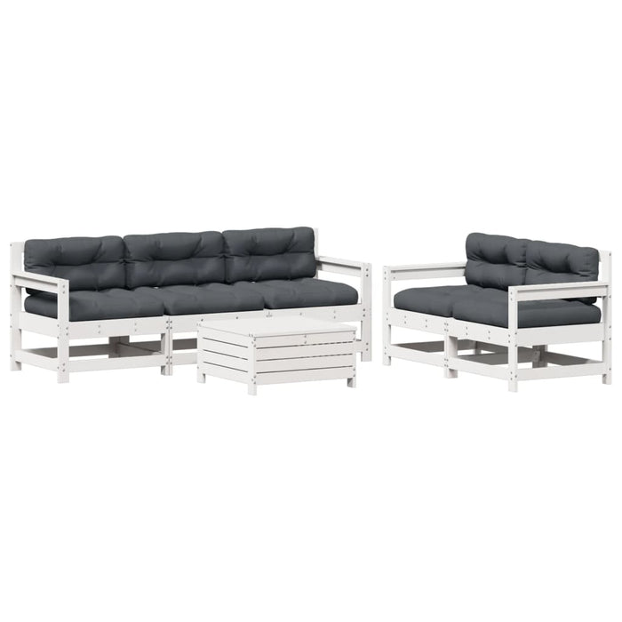 Set mobilier de grădină cu perne, 6 piese, alb, lemn masiv pin - WALTI WALTI