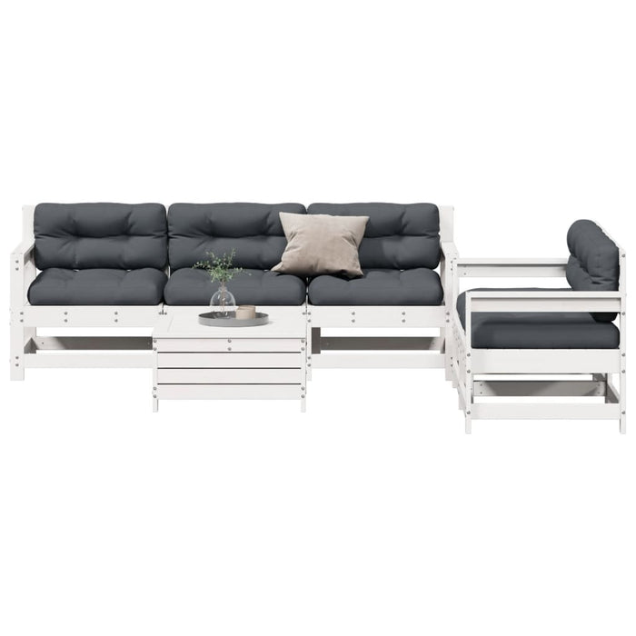 Set mobilier de grădină cu perne, 6 piese, alb, lemn masiv pin - WALTI WALTI