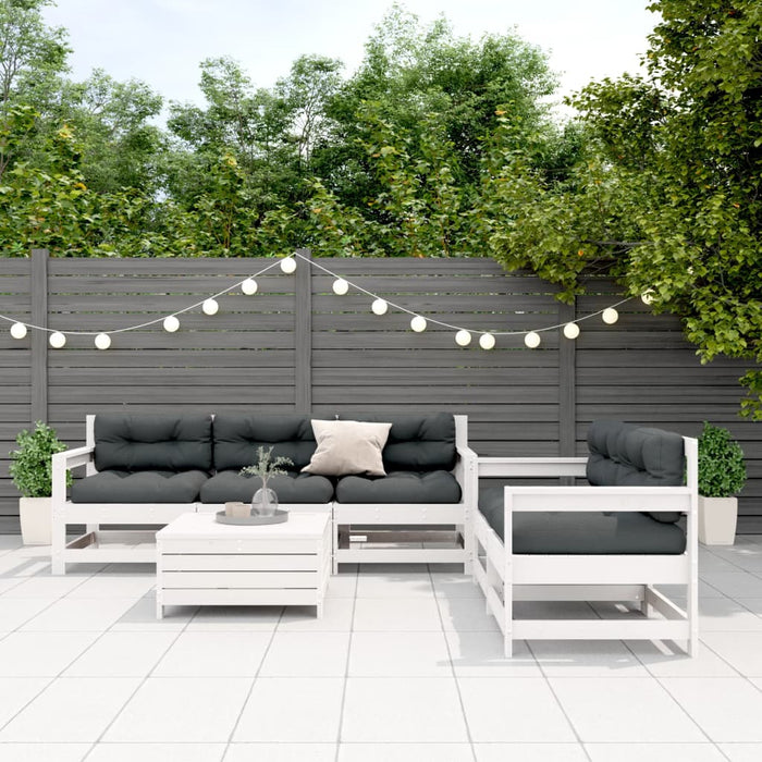 Set mobilier de grădină cu perne, 6 piese, alb, lemn masiv pin - WALTI WALTI