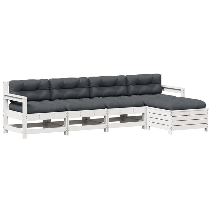 Set mobilier grădină cu perne 5 piese alb lemn masiv de pin - WALTI WALTI