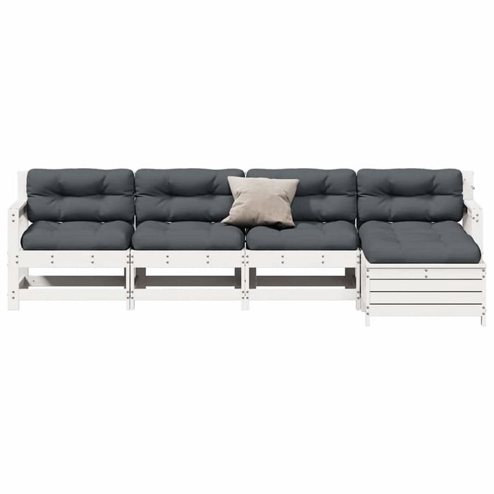 Set mobilier grădină cu perne 5 piese alb lemn masiv de pin - WALTI WALTI