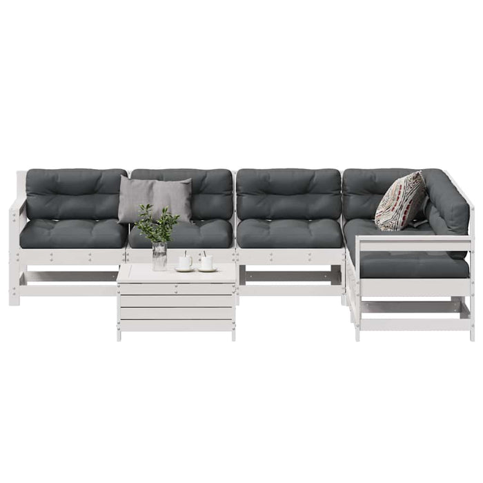 Set mobilier de grădină cu perne, 7 piese, lemn masiv de pin - WALTI WALTI
