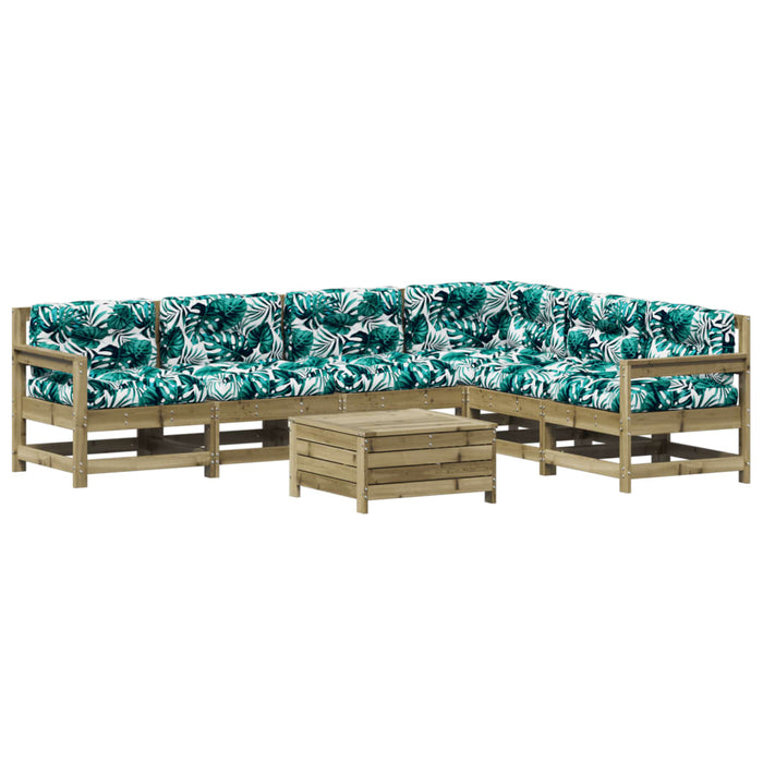 Set mobilier de grădină cu perne, 7 piese, lemn de pin tratat WALTI