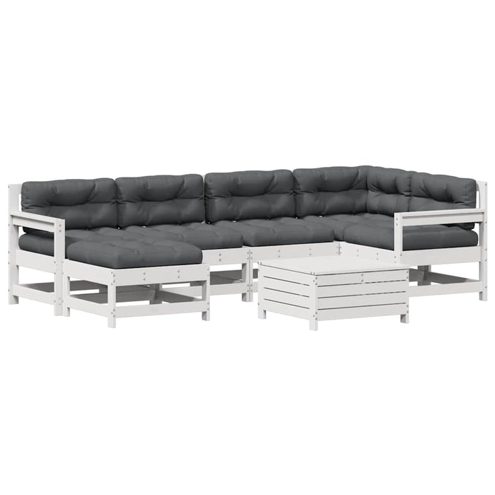 Set mobilier de grădină cu perne, 7 piese, lemn masiv de pin - WALTI WALTI