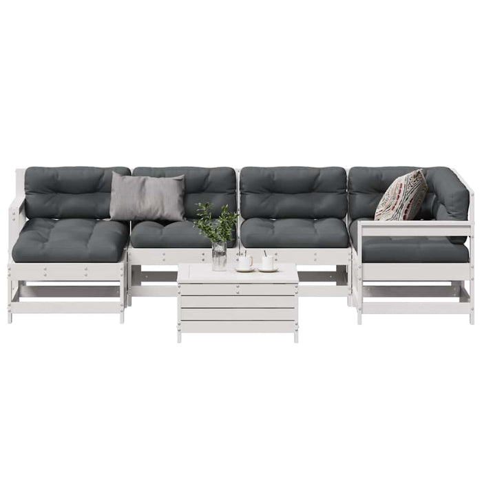 Set mobilier de grădină cu perne, 7 piese, lemn masiv de pin - WALTI WALTI