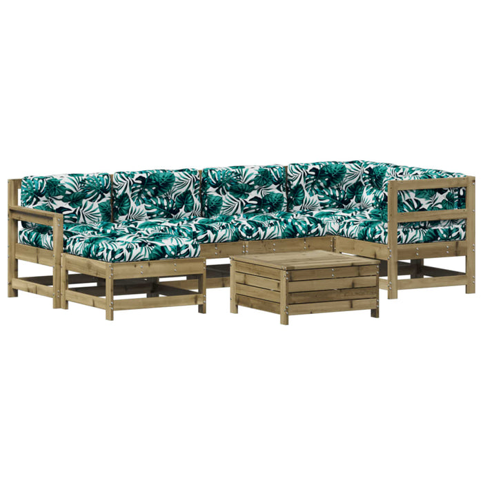 Set mobilier de grădină cu perne, 7 piese, lemn de pin tratat WALTI