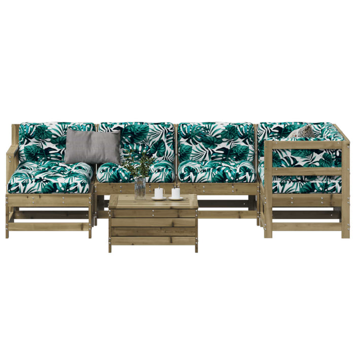 Set mobilier de grădină cu perne, 7 piese, lemn de pin tratat WALTI