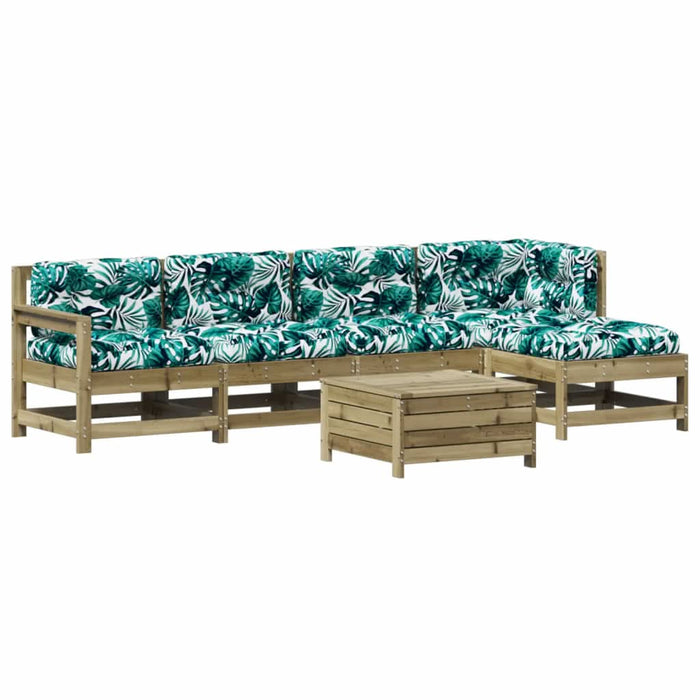 Set mobilier de grădină cu perne, 6 piese, lemn de pin tratat - WALTI WALTI