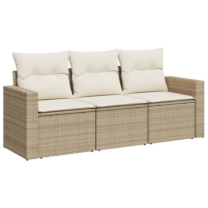 Set canapele de grădină, 3 piese, cu perne, bej, poliratan WALTI