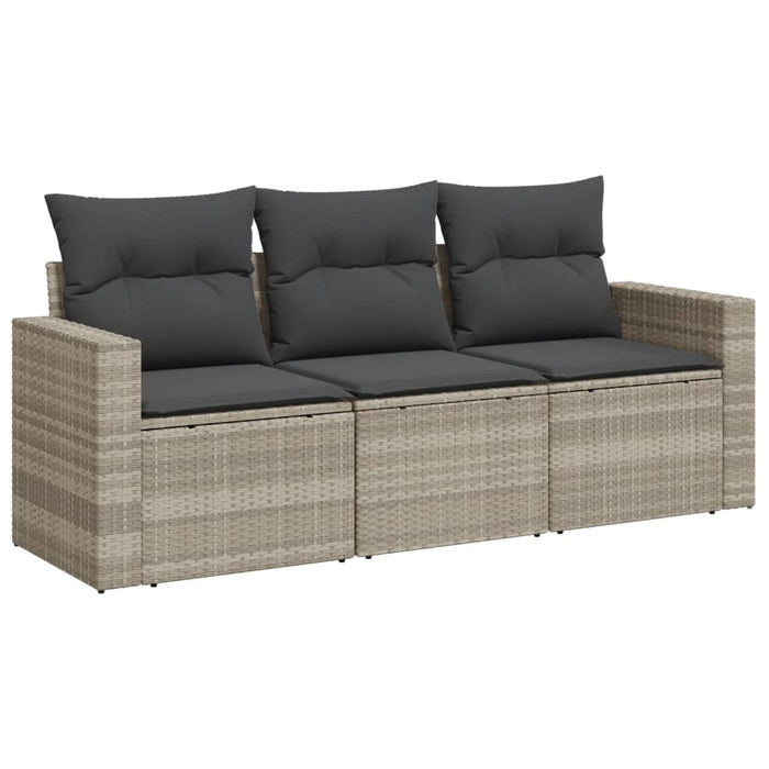 Set canapele de grădină cu perne, 3 piese gri deschis poliratan - WALTI WALTI