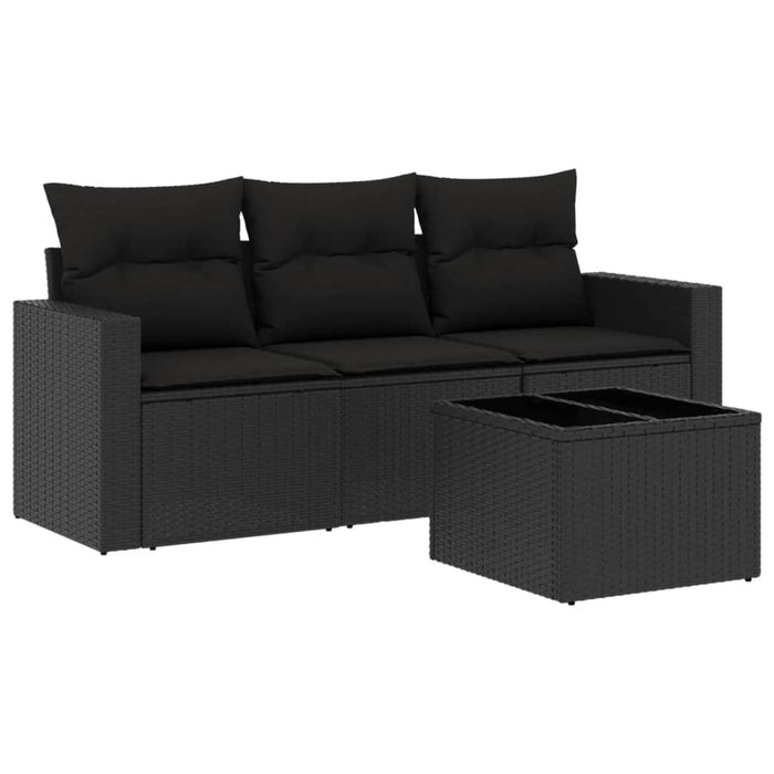 Set mobilier de grădină cu perne, 4 piese, negru, poliratan - WALTI WALTI