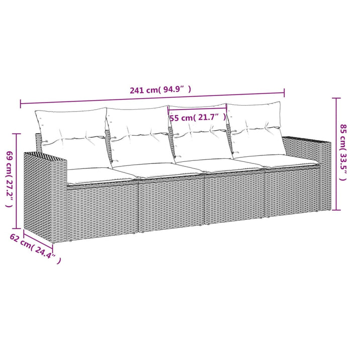 Set canapele de grădină, 4 piese, cu perne, bej, poliratan WALTI