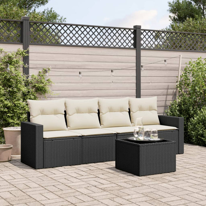 Set mobilier de grădină cu perne, 5 piese, negru, poliratan - WALTI WALTI