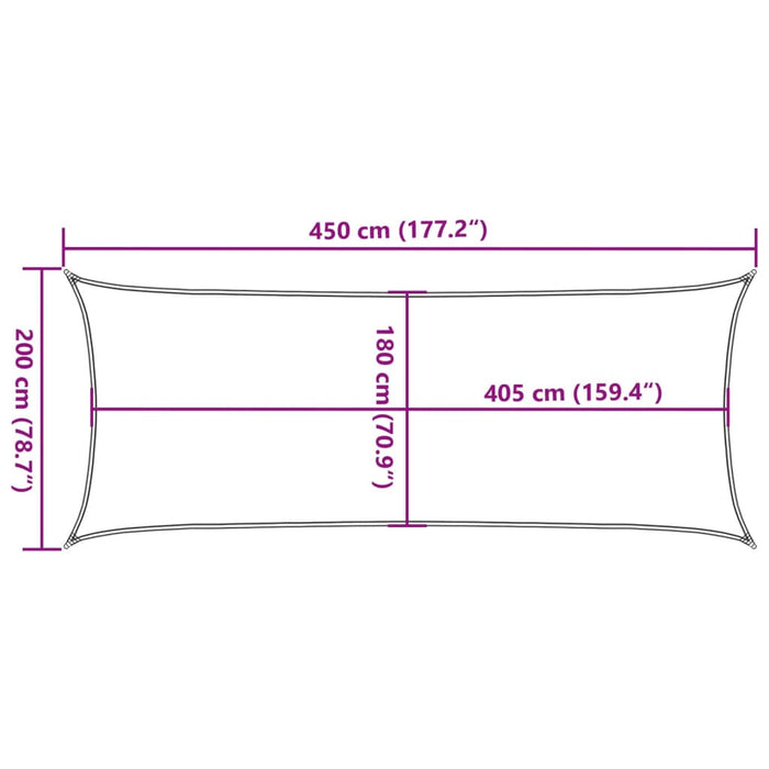 Pânză parasolar gri deschis dreptunghiular 2x4,5m HDPE 160 g/m² - WALTI WALTI